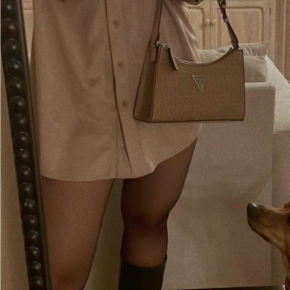 Beige/brown GUESS Shoulder Bag - Picture 5 of 5